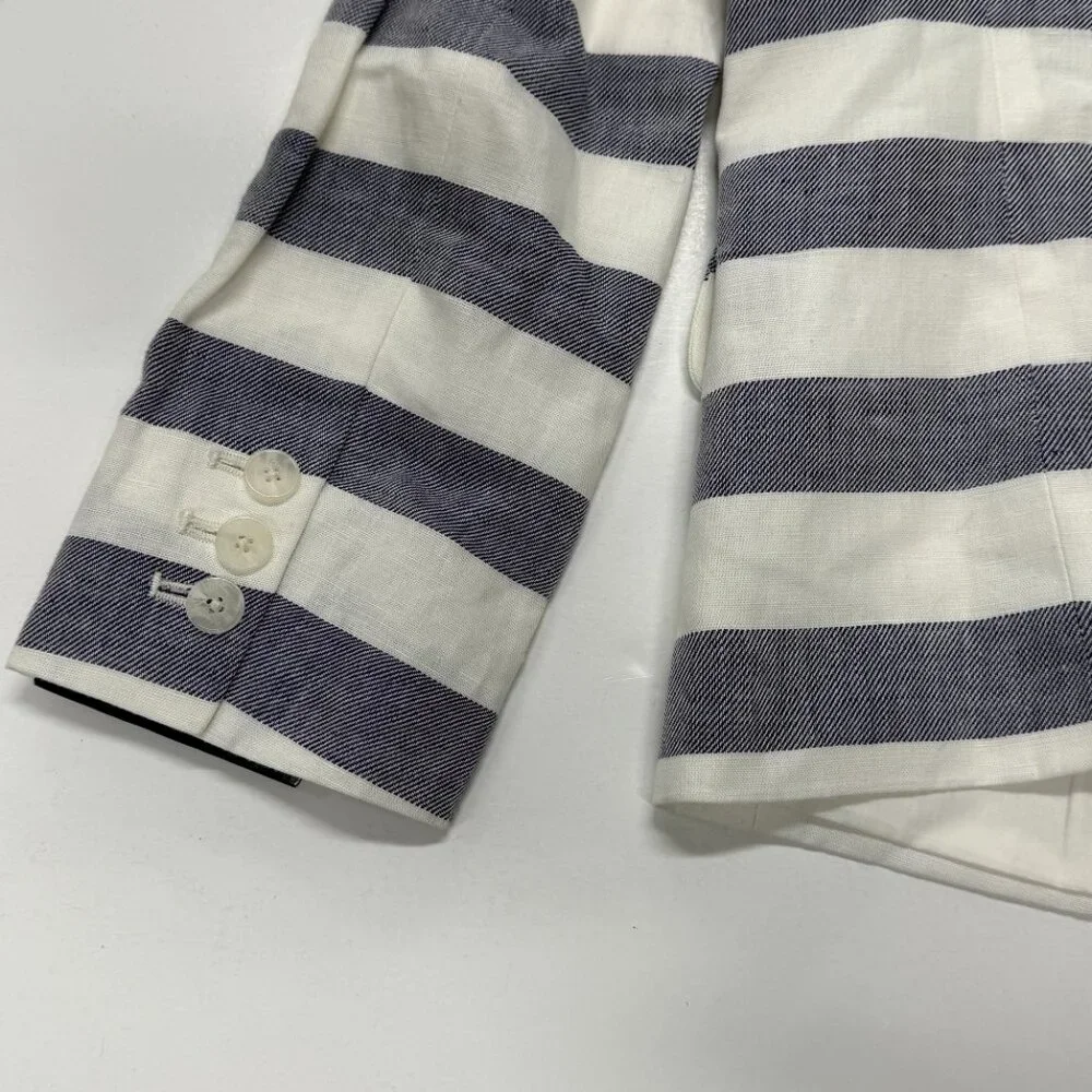 Banana‎ Republic Blazer Womens Sz 4 Gray Stripe NWT Linen Blend Career Work
